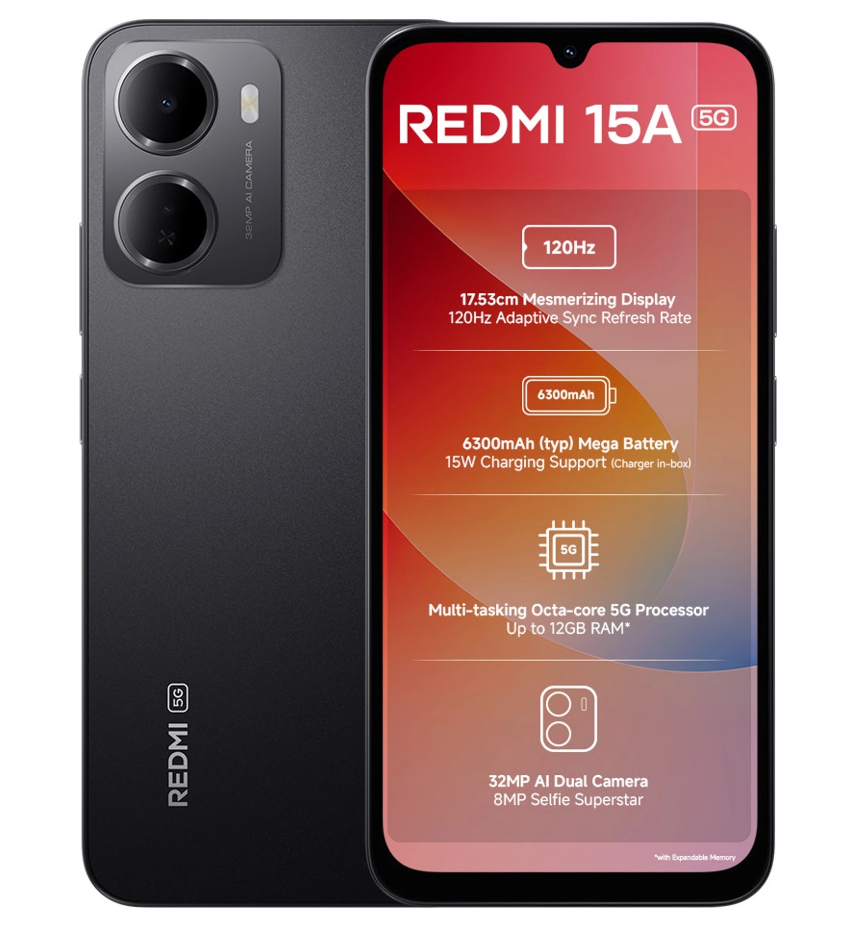 REDMI 15A (Ace Black, 64 GB) (4 GB RAM)