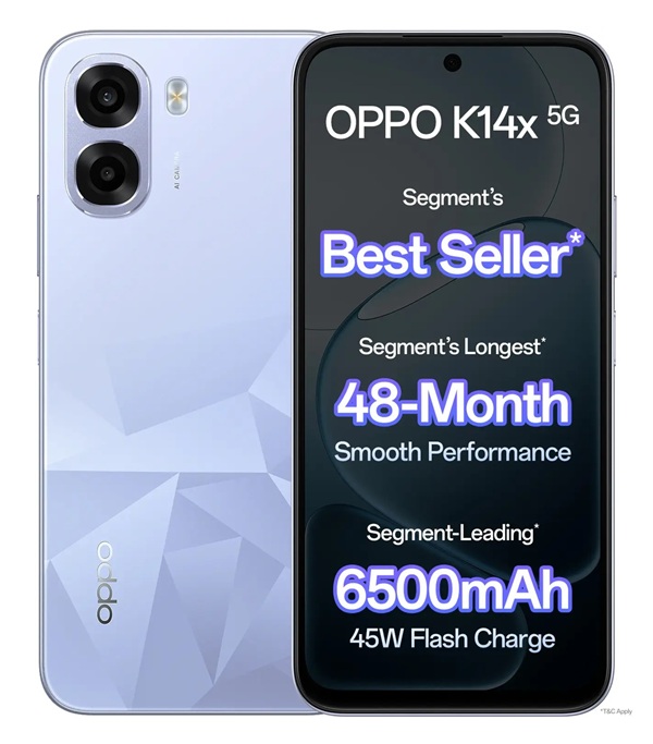 OPPO K14x 5G (Icy Blue, 128 GB) (4 GB RAM)